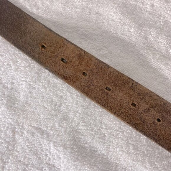 Vintage Bluenotes Brown Leather Boho Belt With Brass Tone Flowers - Picture 8 of 13